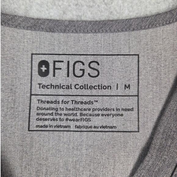 Figs Scrub Top Womens Medium Technical Collection Gray One Pocket Pink Ribbon - Picture 8 of 13